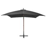 Parasol de jardin suspendu avec mât Anthracite bois de sapin – Image 2