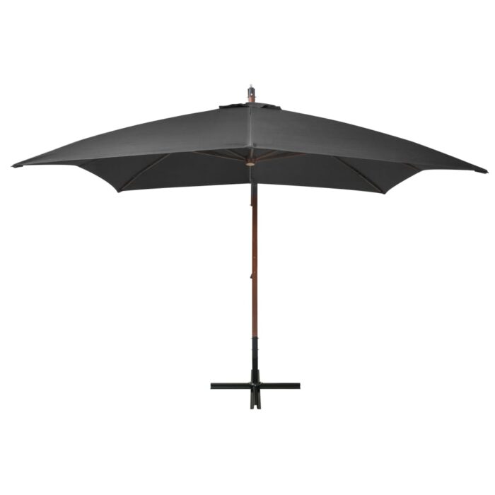 Parasol de jardin suspendu avec mât Anthracite bois de sapin – Image 2