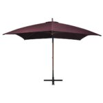 Parasol de jardin suspendu et mât rouge bordeaux bois de sapin – Image 2