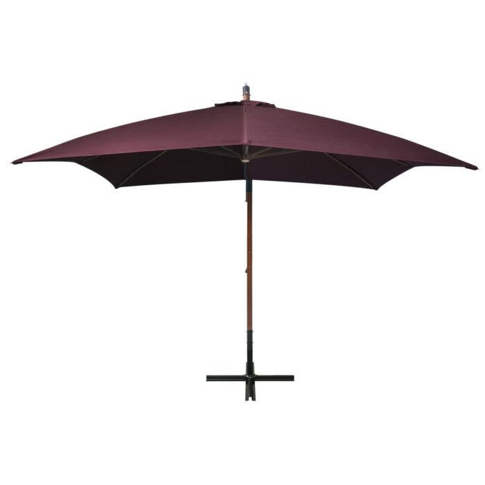 Parasol de jardin suspendu et mât rouge bordeaux bois de sapin – Image 2