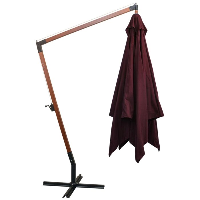 Parasol de jardin suspendu et mât rouge bordeaux bois de sapin – Image 3