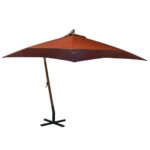 Parasol de jardin suspendu avec mât terre cuite bois de sapin