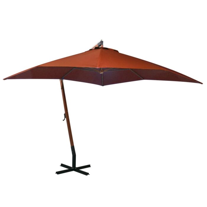 Parasol de jardin suspendu avec mât terre cuite bois de sapin – Image 1
