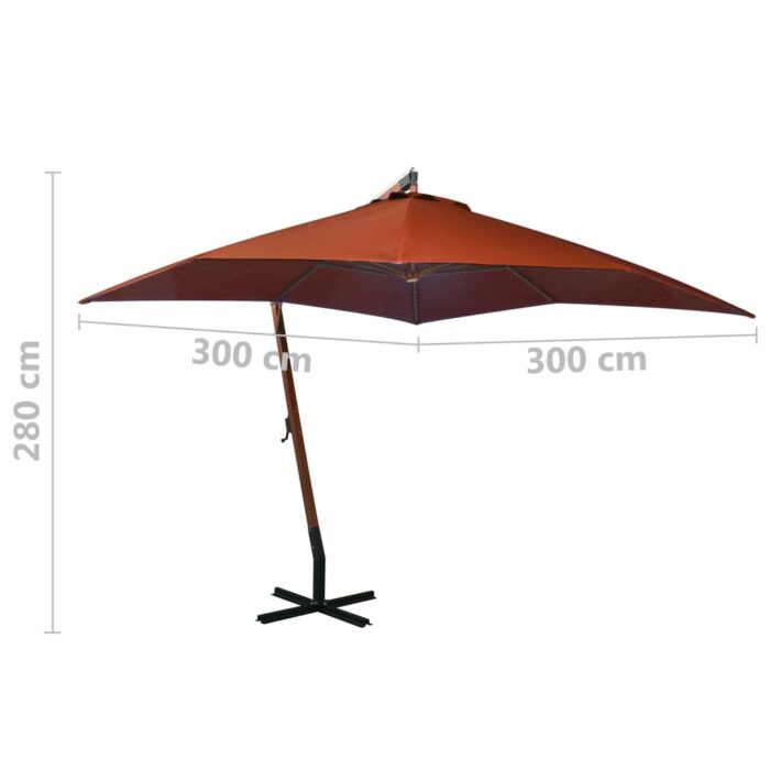 Parasol de jardin suspendu avec mât terre cuite bois de sapin – Image 7