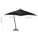 Parasol de jardin suspendu avec mât noir bois de sapin massif – Image 7