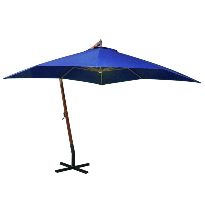 Parasol de jardin suspendu avec mât bleu azuré bois de sapin – Image 1