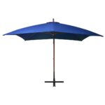 Parasol de jardin suspendu avec mât bleu azuré bois de sapin – Image 2