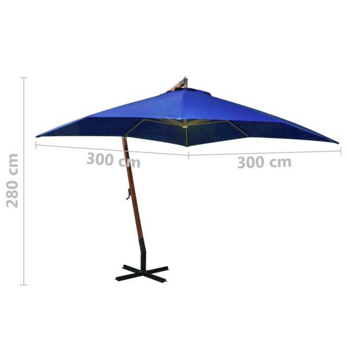 Parasol de jardin suspendu avec mât bleu azuré bois de sapin – Image 7