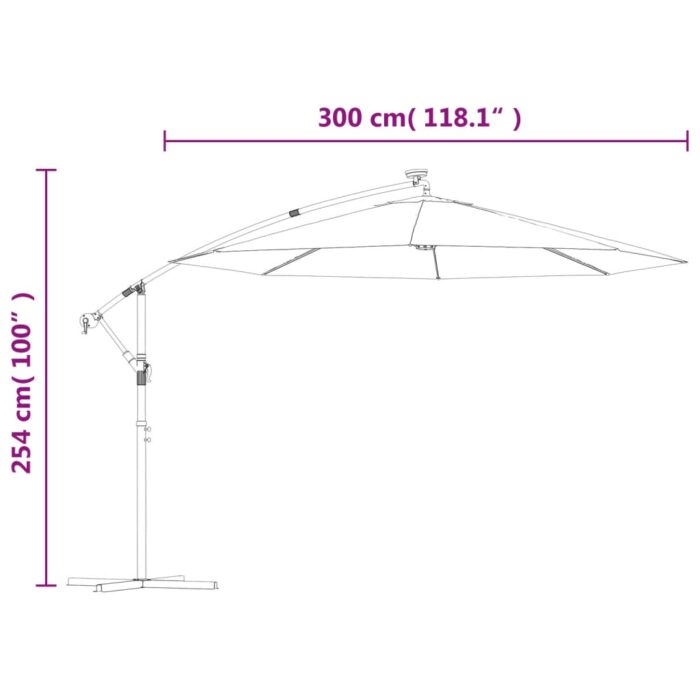 Parasol de jardin en porte-à-faux et lumières LED mât en acier – Image 10