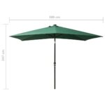 Parasol de jardin avec LED et mât en acier Vert 2x3 m – Image 10