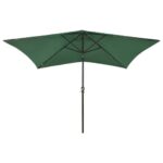 Parasol de jardin avec LED et mât en acier Vert 2x3 m – Image 3