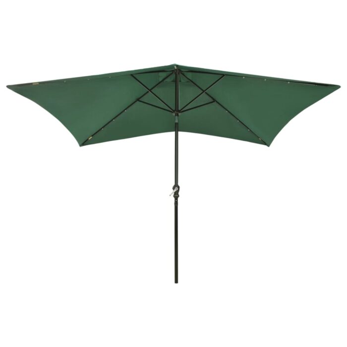 Parasol de jardin avec LED et mât en acier Vert 2x3 m – Image 3