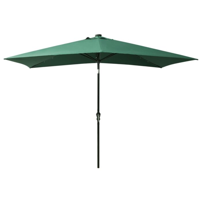 Parasol de jardin avec LED et mât en acier Vert 2x3 m – Image 4
