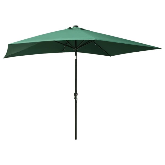 Parasol de jardin avec LED et mât en acier Vert 2x3 m – Image 5