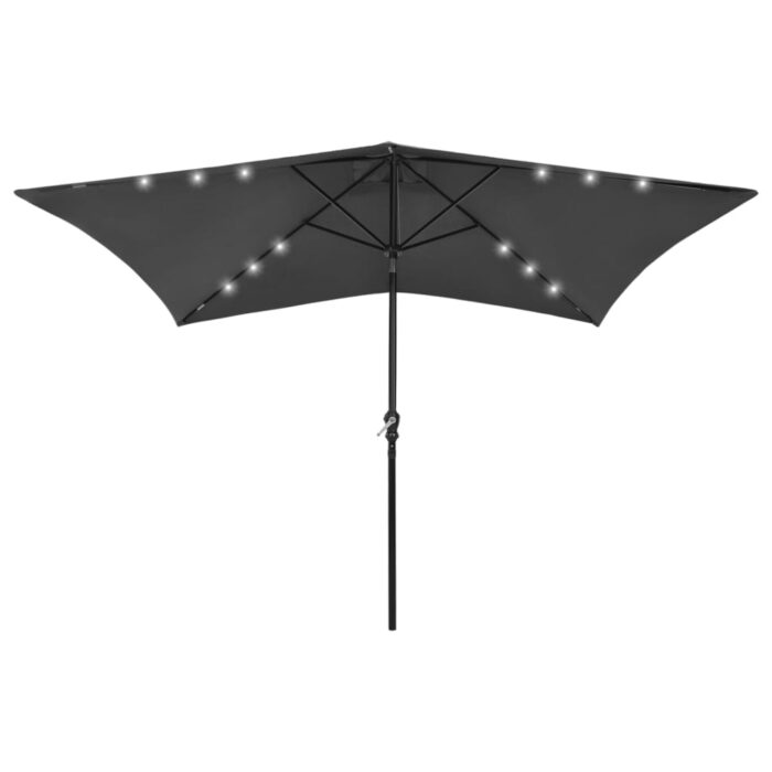 Parasol de jardin avec LED et mât en acier anthracite 2x3 m – Image 1