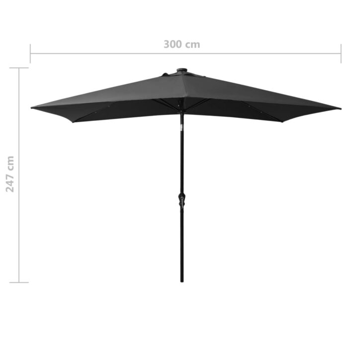 Parasol de jardin avec LED et mât en acier anthracite 2x3 m – Image 10