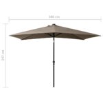 Parasol de jardin avec LED et mât en acier taupe 2x3 m – Image 10