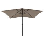 Parasol de jardin avec LED et mât en acier taupe 2x3 m – Image 3