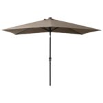 Parasol de jardin avec LED et mât en acier taupe 2x3 m – Image 4