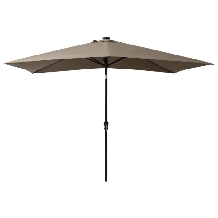 Parasol de jardin avec LED et mât en acier taupe 2x3 m – Image 4