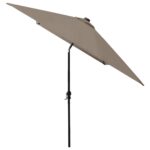 Parasol de jardin avec LED et mât en acier taupe 2x3 m – Image 6