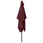 Parasol de jardin avec LED et mât en acier rouge bordeaux 2x3 m – Image 7