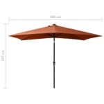 Parasol de jardin avec LED et mât en acier terre cuite 2x3 m – Image 10