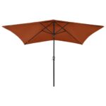 Parasol de jardin avec LED et mât en acier terre cuite 2x3 m – Image 3