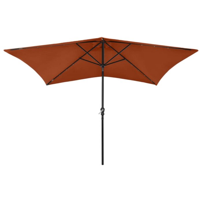 Parasol de jardin avec LED et mât en acier terre cuite 2x3 m – Image 3