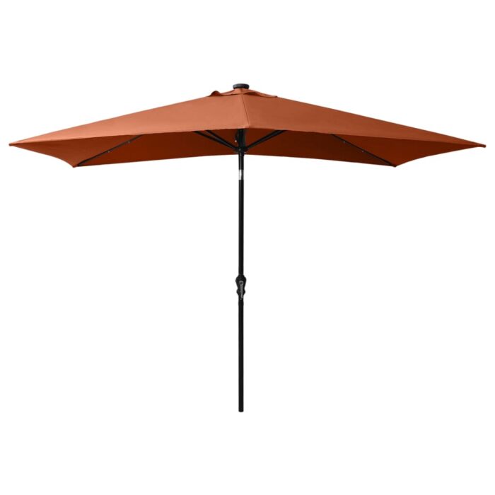 Parasol de jardin avec LED et mât en acier terre cuite 2x3 m – Image 4