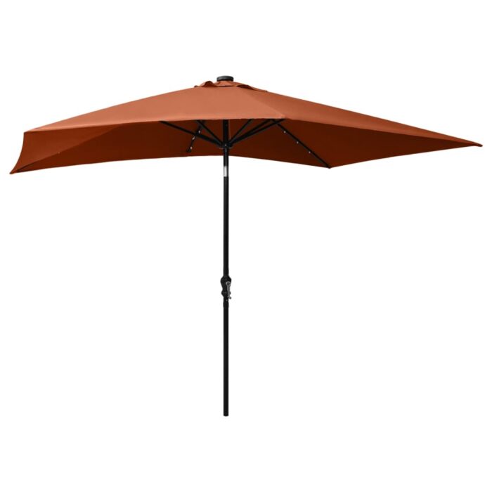 Parasol de jardin avec LED et mât en acier terre cuite 2x3 m – Image 5