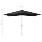 Parasol de jardin avec LED et mât en acier noir 2x3 m – Image 10