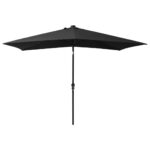 Parasol de jardin avec LED et mât en acier noir 2x3 m – Image 4