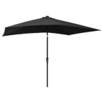 Parasol de jardin avec LED et mât en acier noir 2x3 m – Image 5