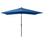 Parasol de jardin avec LED et mât en acier bleu azuré 2x3 m – Image 4