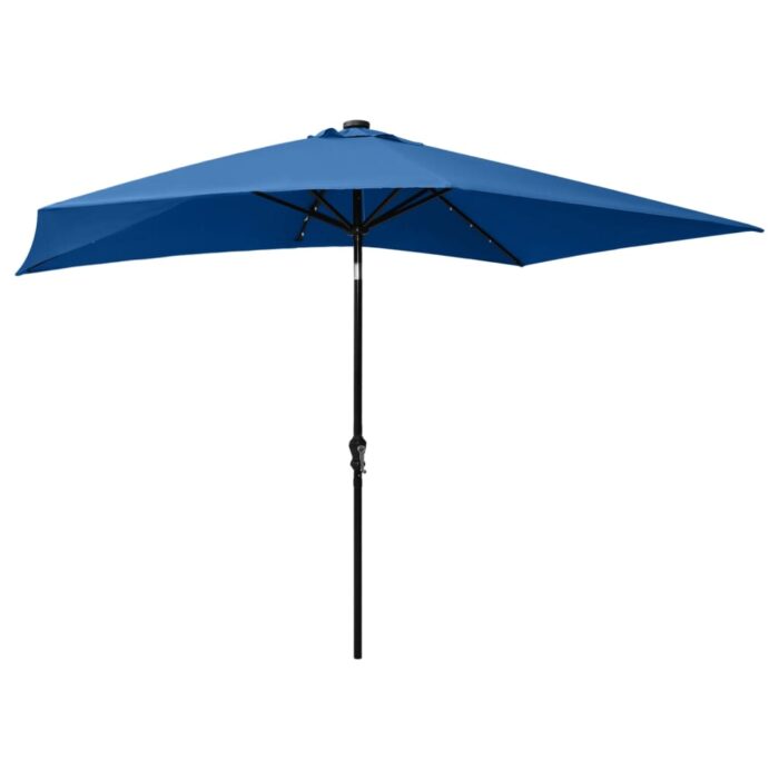 Parasol de jardin avec LED et mât en acier bleu azuré 2x3 m – Image 5