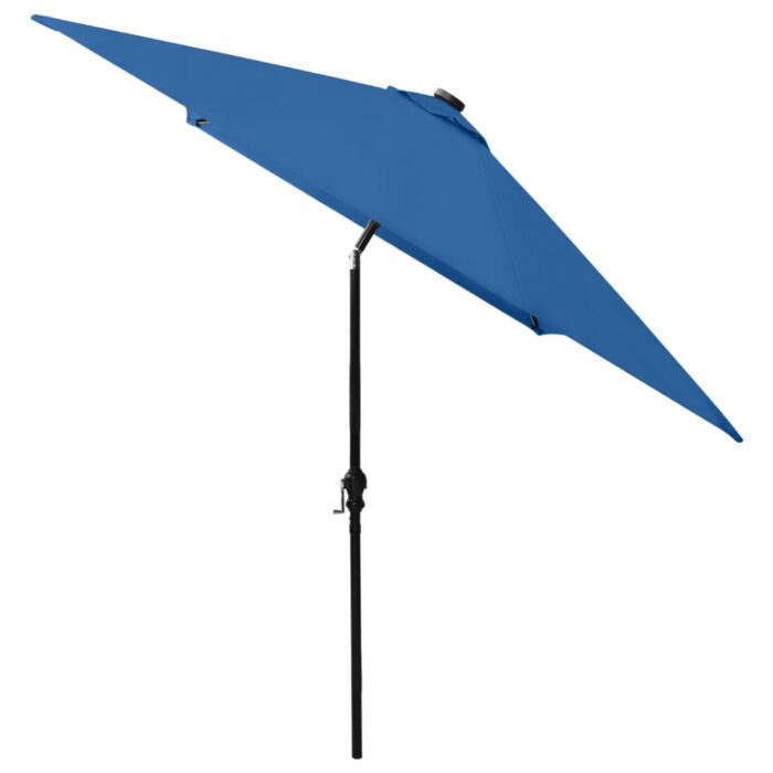 Parasol de jardin avec LED et mât en acier bleu azuré 2x3 m – Image 6
