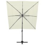 Parasol de jardin à 4 niveaux avec mât en aluminium sable – Image 5