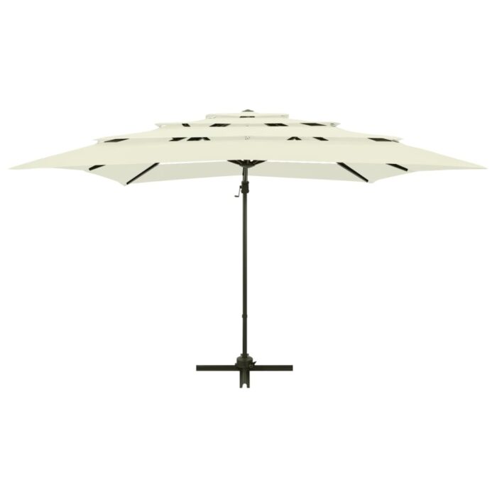 Parasol de jardin à 4 niveaux avec mât en aluminium sable – Image 6