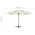 Parasol de jardin à 4 niveaux avec mât en aluminium sable – Image 8