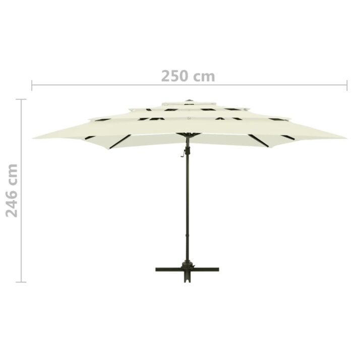 Parasol de jardin à 4 niveaux avec mât en aluminium sable – Image 8