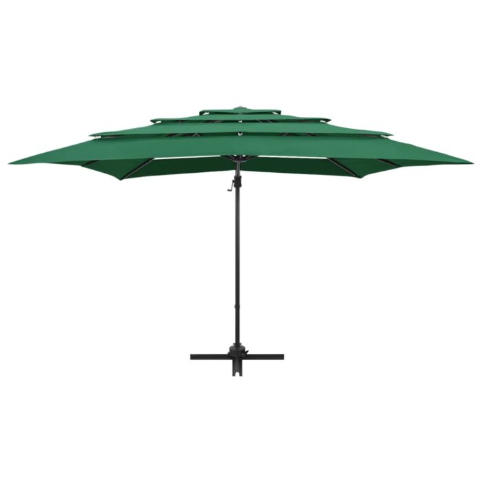 Parasol de jardin à 4 niveaux avec mât en aluminium vert – Image 2