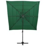 Parasol de jardin à 4 niveaux avec mât en aluminium vert – Image 3
