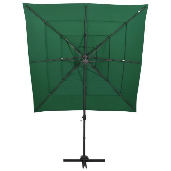 Parasol de jardin à 4 niveaux avec mât en aluminium vert – Image 3