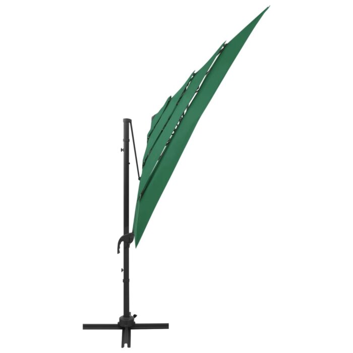 Parasol de jardin à 4 niveaux avec mât en aluminium vert – Image 4