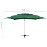 Parasol de jardin à 4 niveaux avec mât en aluminium vert – Image 8