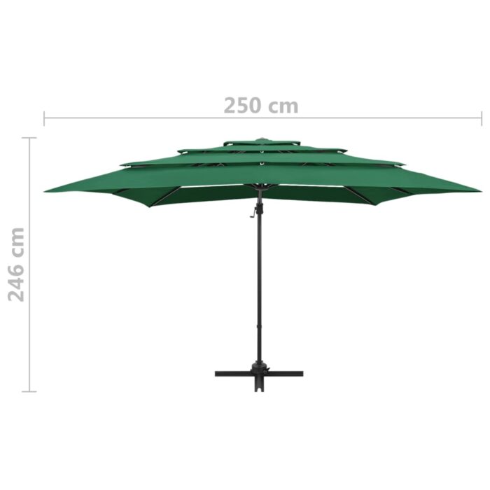Parasol de jardin à 4 niveaux avec mât en aluminium vert – Image 8