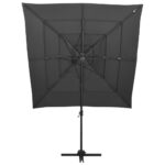 Parasol de jardin à 4 niveaux avec mât en aluminium anthracite – Image 2
