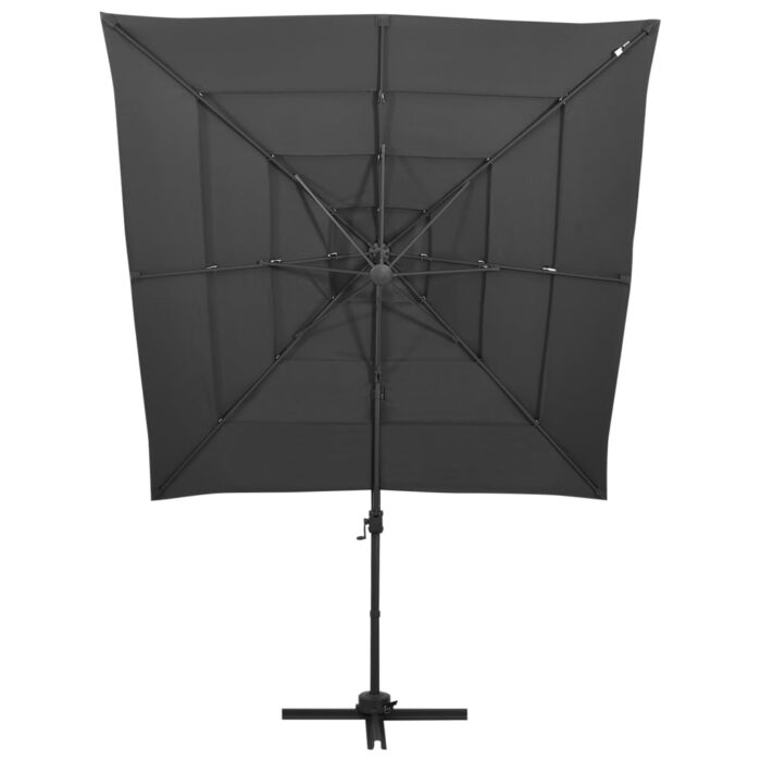 Parasol de jardin à 4 niveaux avec mât en aluminium anthracite – Image 2