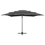 Parasol de jardin à 4 niveaux avec mât en aluminium anthracite – Image 3
